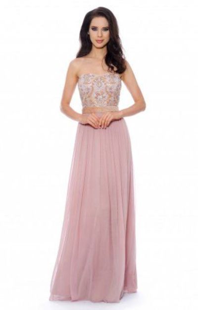 Long Blush Beaded Cheap Prom Dresses 2014