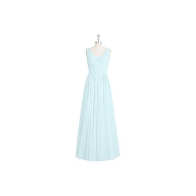 Mist Azazie Ellen - Chiffon And Lace V Back Floor Length V Neck Dress - Simple Bridesmaid Dresses & Easy Wedding Dresses