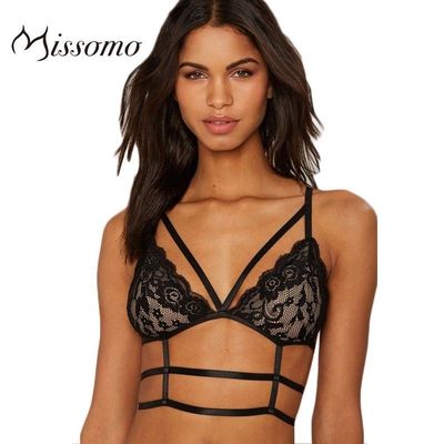Vogue Sexy Split Front Crossed Straps Wire-free Lace Lace Up Bra Underwear - Bonny YZOZO Boutique Store