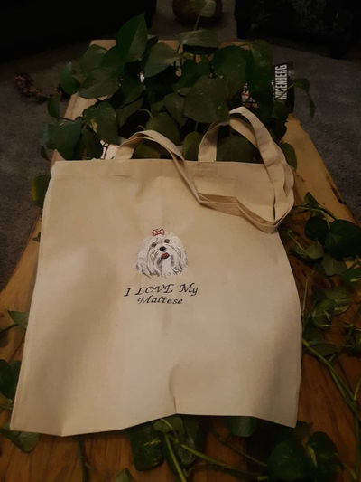 Eco Friendly Canvas Tote Bag- Favorite Dog Embroidered Tote Bag- Go Green Reusable Bag-Strong Recyclable Carryall Shoulder Bag-Market Bag $20.00