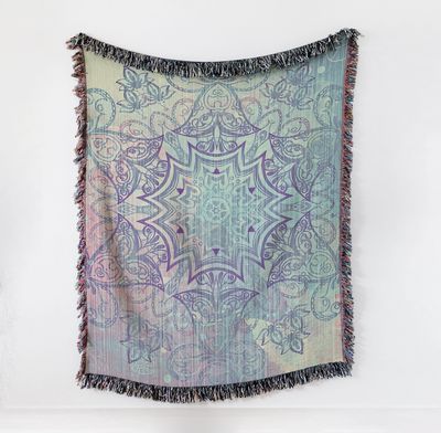 Mandala Blanket Woven Pastel Blanket or Tapestry Cotton Hippy Blanket $90.00