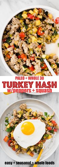 Ground turkey hash is one of my favorite whole30 and paleo breakfast prep recipes. It's a fast, easy, hearty, and healthy ground turkey recipe!
