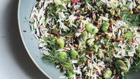 Rice Salad with Fava Beans and Pistachios. tried / tested. good