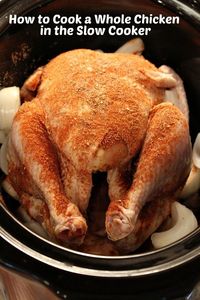 How to Cook a Whole Chicken in the Slow Cooker #recipe