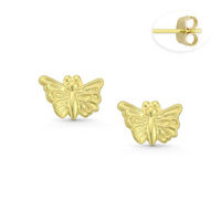 Butterfly Charm Stamping Stud Earrings with Push-Back Posts in 14k Yellow Gold - BD-ES012-14Y