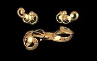 Vintage Golden Bow Pin and Earring Set Just In $24.47