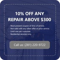 Air Mechanic Services is providing 10% off on any repair above $300.Contact us 281-220-9722 to grab the deal.