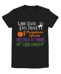 When Dark Cats Prowl & Pumpkins Gleam May Luck Be Yours On Halloween Dark Youth T-Shirt $17.95