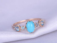 Gold Ring Turquoise Engagement ring Sleeping Beauty 5x7mm Oval Cut Turquoise Ring Gem Stone Ring 14k Rose Gold Sky Blue Topaz Matching Band
$538.00