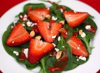 Spinach & strawberry salad with strawberry dressing. I was on the hint for a strawberry dressing recipe. Think I'll try this one.