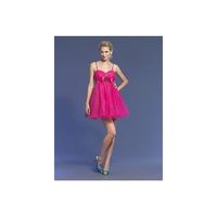 Dave and Johnny Fuchsia Short Tulle Prom Dress with Bow 7638 - Brand Prom Dresses|Beaded Evening Dresses|Charming Party Dresses